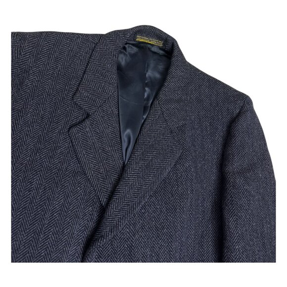 BARNEYS NEW YORK ALPACUNA Vintage 80s Luxury WOOL Pea Coat Trench Mens Large - Picture 6 of 11